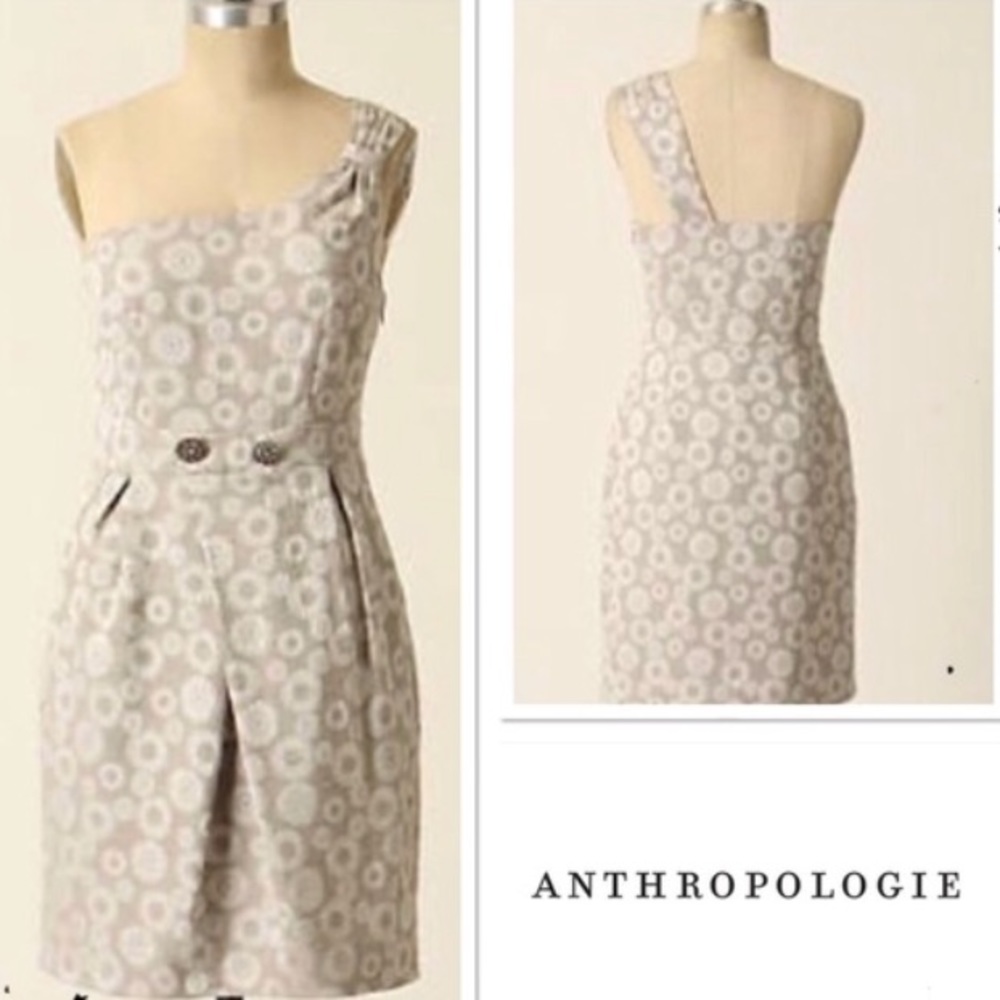 Anthropologie one shoulder silver/grey dress