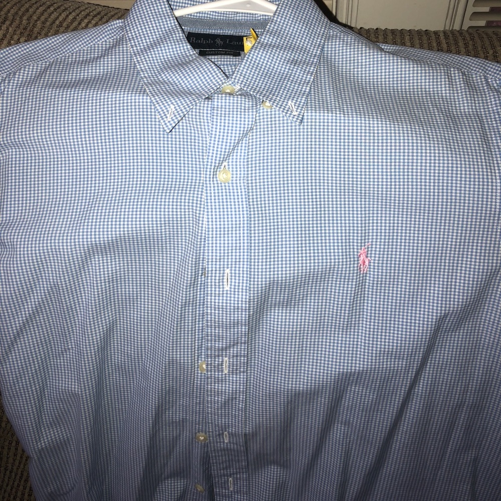 Blue with pink logo