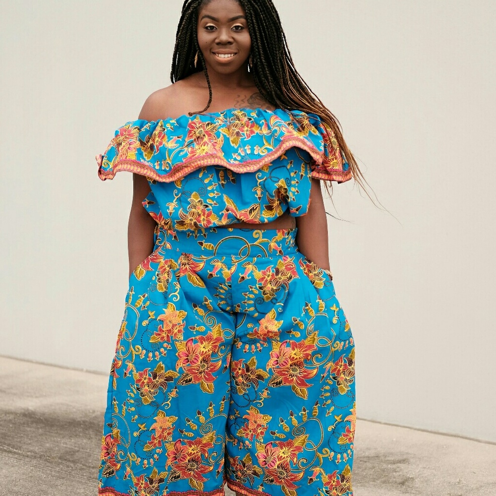 Women veroex 2 pcs set of crop top and baggy pant