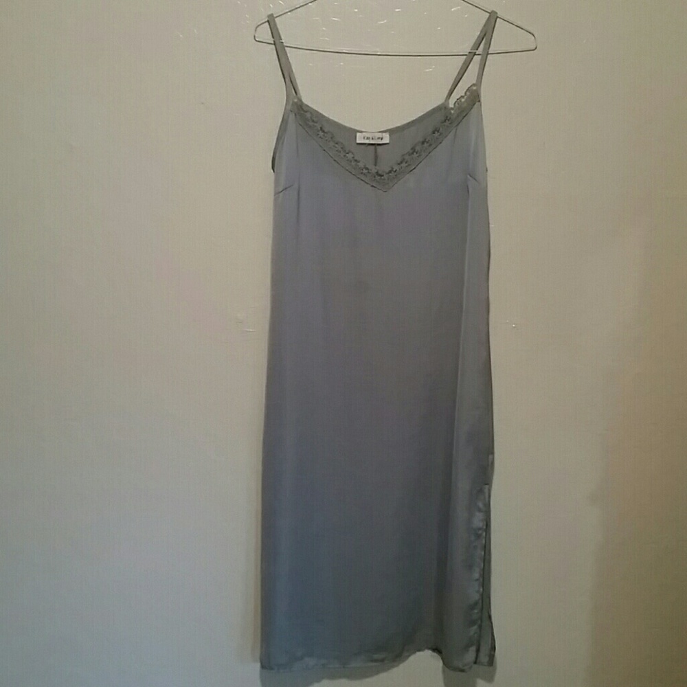 Green slip dress