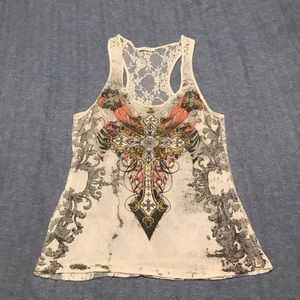 White bedazzled tank