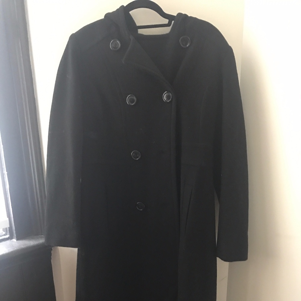 Anne Klein Black Long Wool Coat SIZE 4