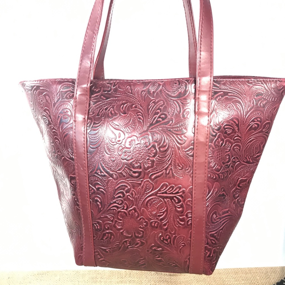 Victoria’s Secret Burgundy/Wine Tote Bag Embossed