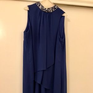 Blue formal dress with jewel neckline