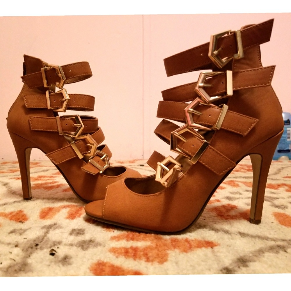Strappy buckle heels
