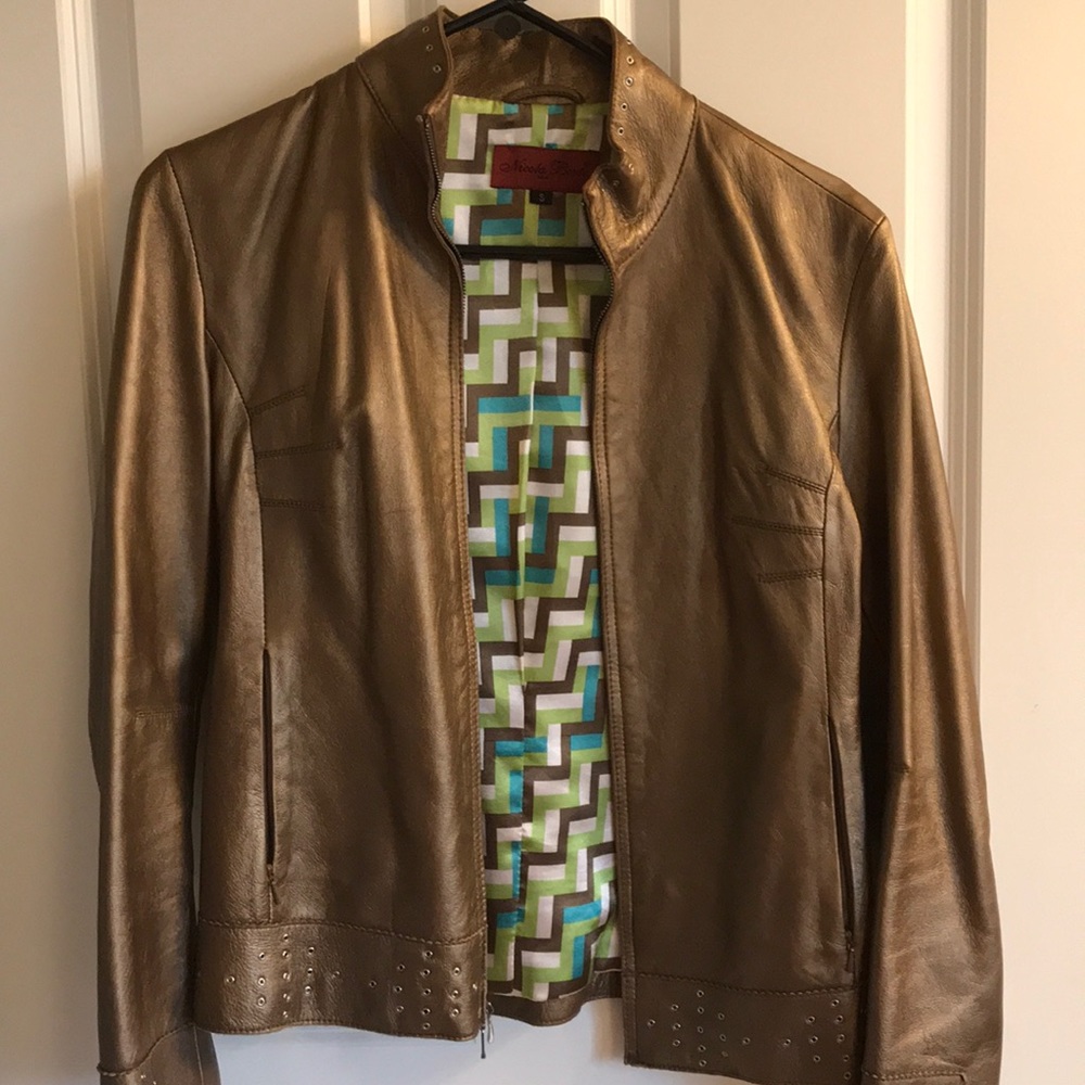 Nicola Berti metallic Leather Jacket