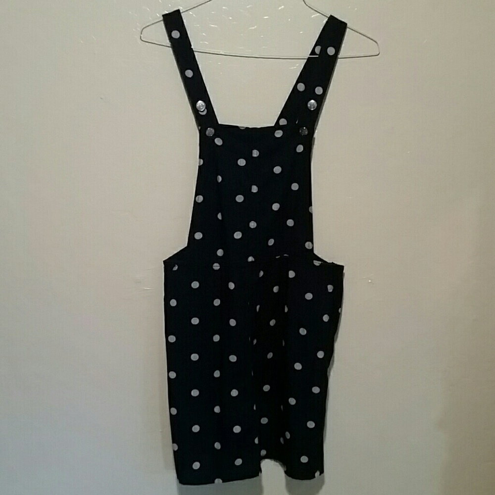 Polka dot overall dress