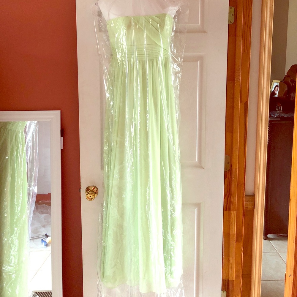 Mint green, strapless bridesmaid dress. Size 2