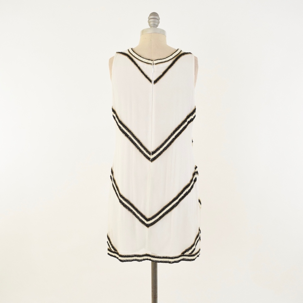 ❌SOLD❌Karina Grimaldi White Silk Beaded Mini Dress - Picture 6 of 8