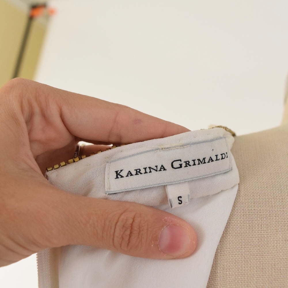 ❌SOLD❌Karina Grimaldi White Silk Beaded Mini Dress - Picture 7 of 8