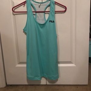 Light blue form fitting workout tank
