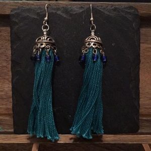 Blue Tassel Earrings