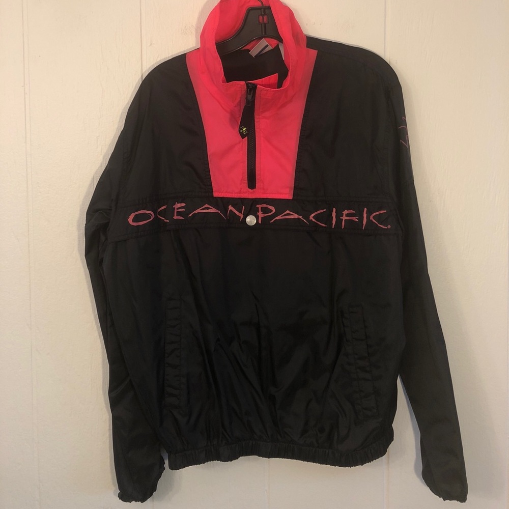 Vintage OP Ocean Pacific black/neon windbreaker y2k nostalgia