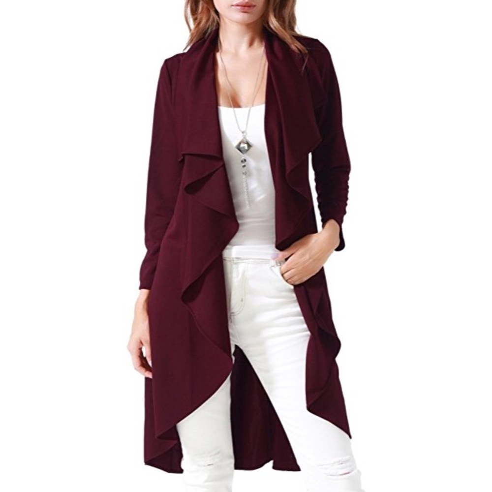 💥 LAST ONE Drape Front Waterfall Lapel Cardigan - Picture 3 of 7