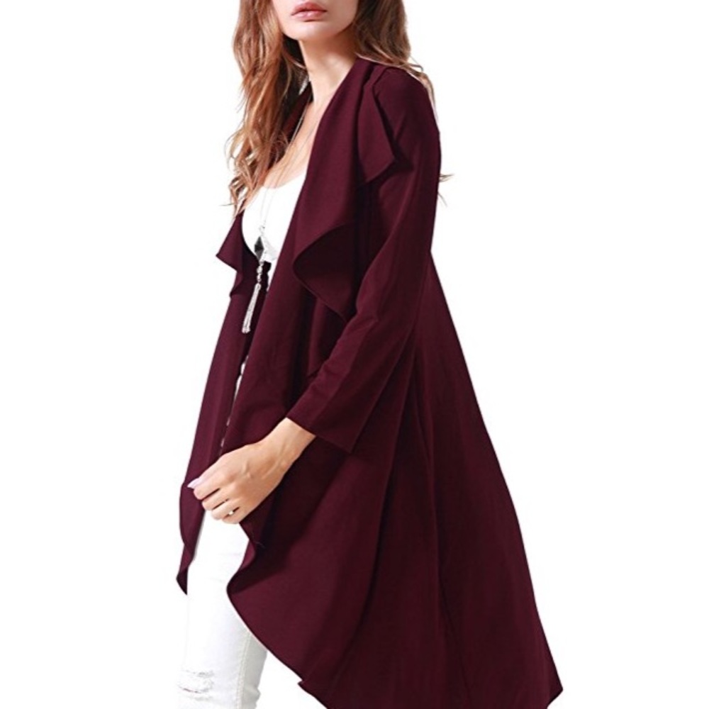 💥 LAST ONE Drape Front Waterfall Lapel Cardigan - Picture 4 of 7
