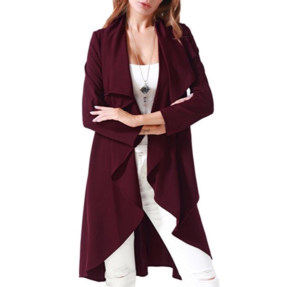 💥 LAST ONE Drape Front Waterfall Lapel Cardigan - Picture 5 of 7