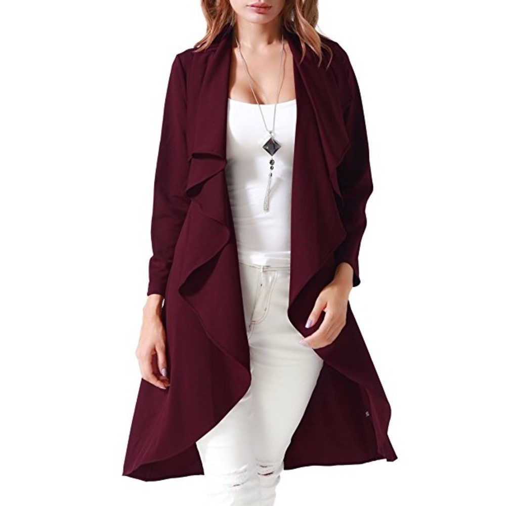 💥 LAST ONE Drape Front Waterfall Lapel Cardigan - Picture 6 of 7