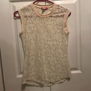 Cream lace see through top