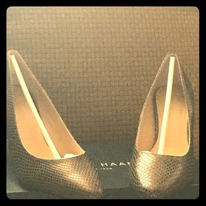 Metallic Bronze Snakeskin Cole Haan Pumps