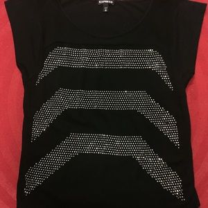Express XS Black Dress Blouse Shirt Rhinestones