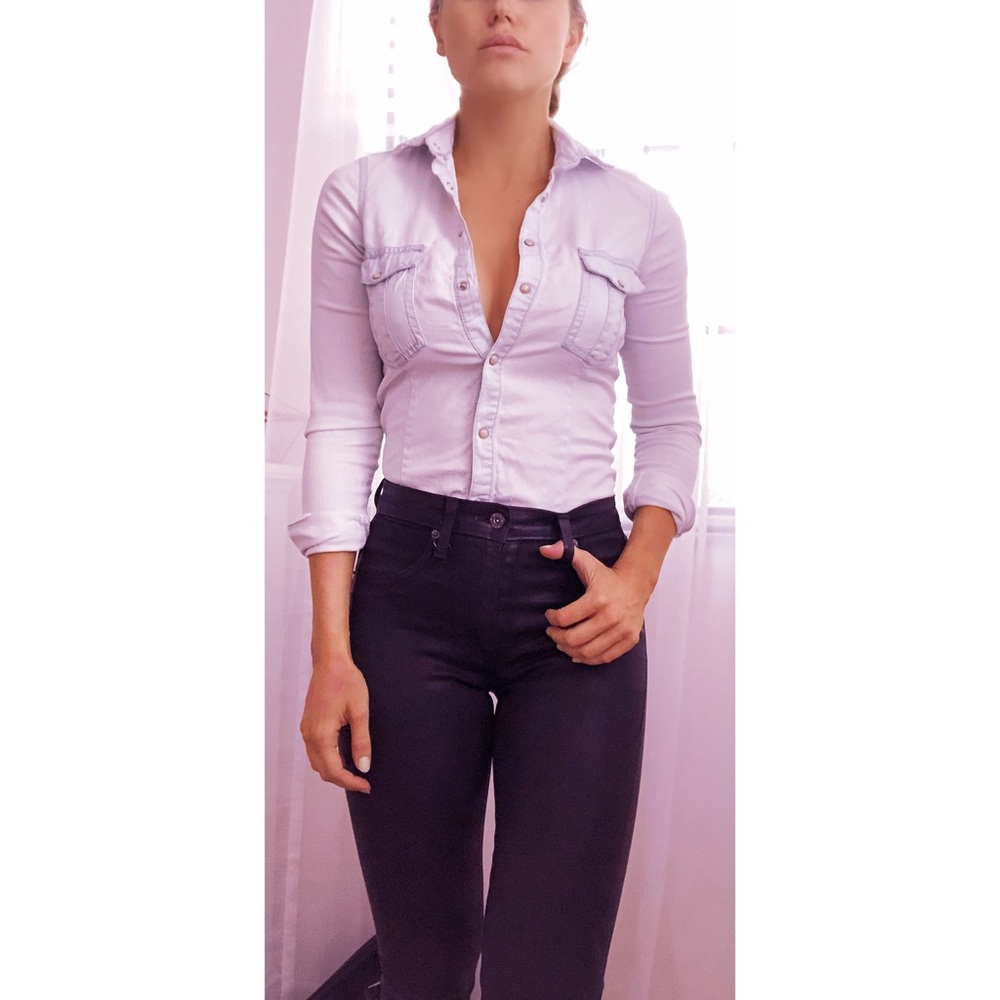 Zara Light Blue Denim Chambray