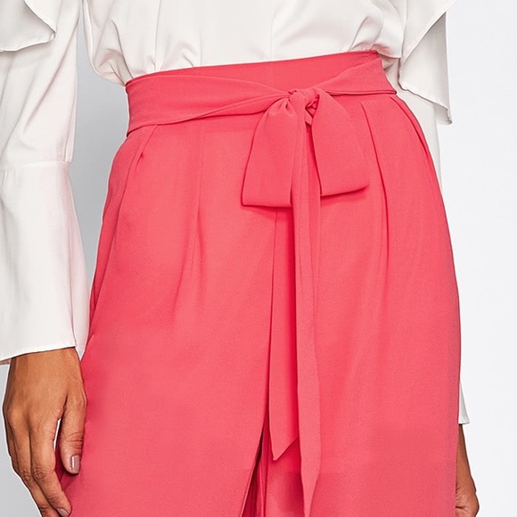 🆕Coral Chiffon self Belted palazzo pants - Picture 4 of 8