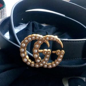 Pearl Gucci Belt XL size Black