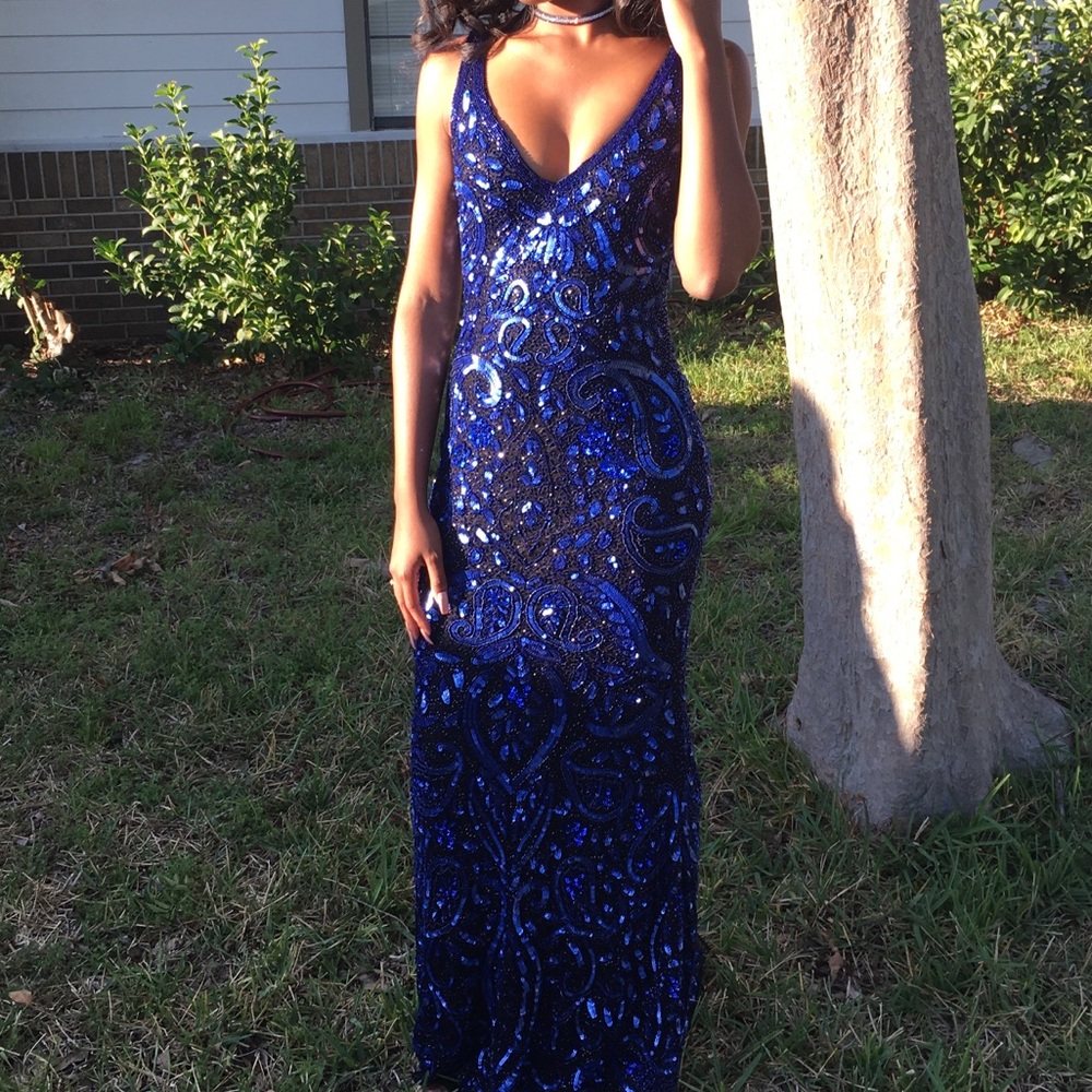Primevera Royal Blue & Black Prom Dress😍💙💎