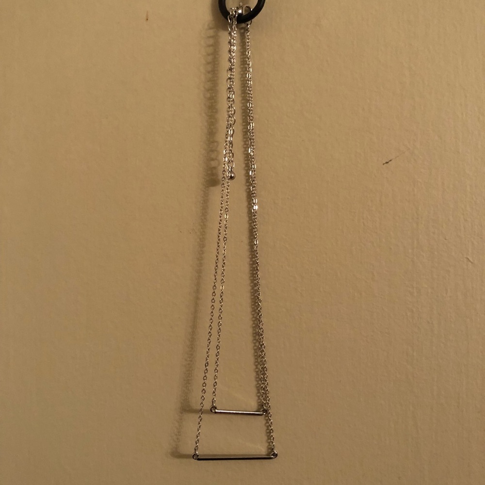 Silver double bar necklace
