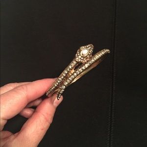 BCBG snake bracelet gold and crystal detail