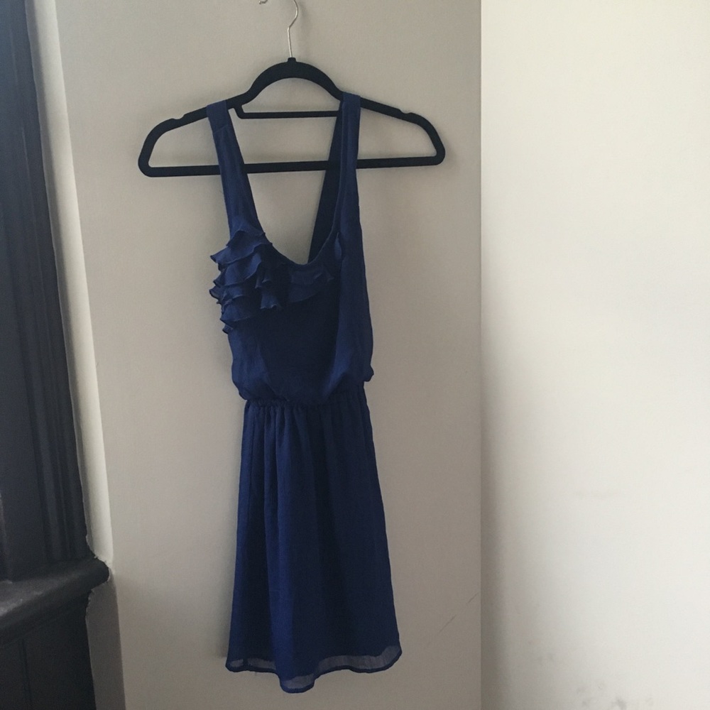 Sheer navy blue cross back dress