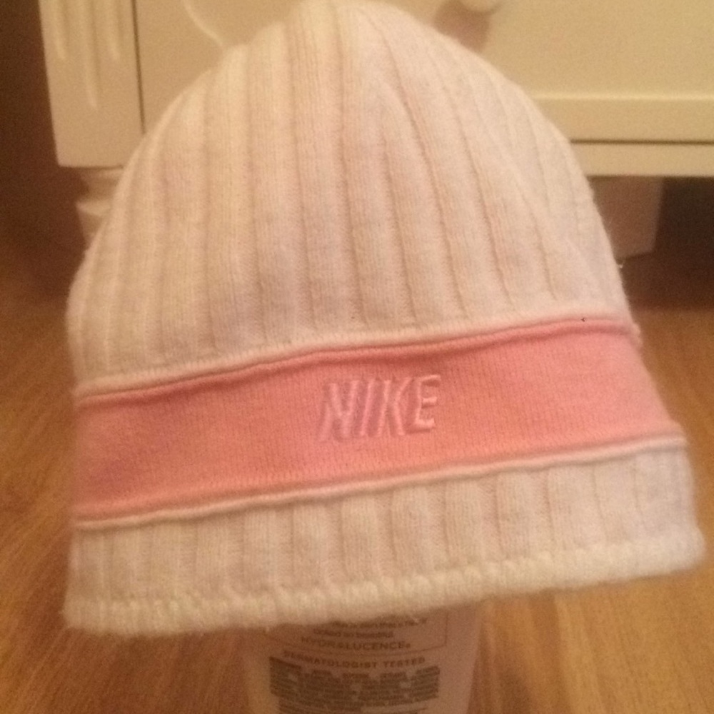 White and pink nike hat