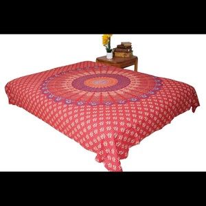 Queen Hippie Red Mandala Tapestry Bohemian Decor