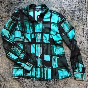 Carlisle 100% silk blouse button up shirt size 8