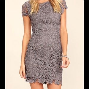 Lulu’s Talent Backless Grey Lace dress