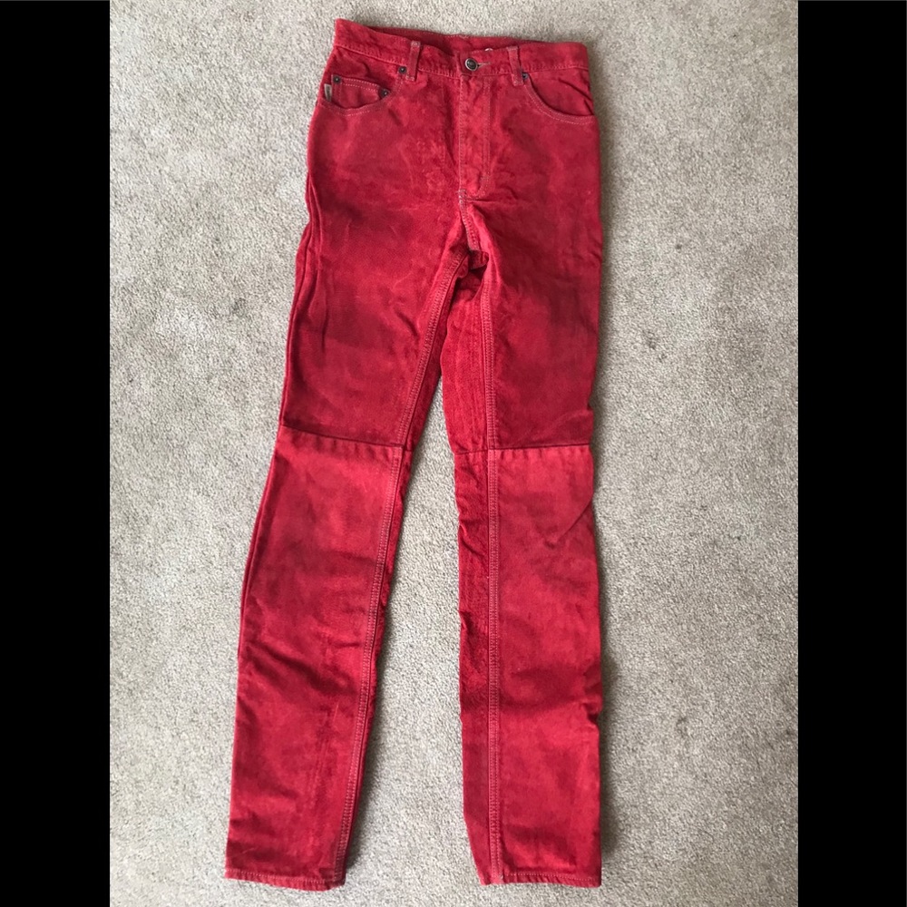 Red suede skinny pants women’s size 26 by Skotts