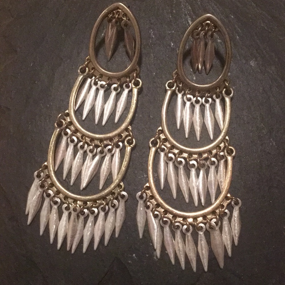 Gold and Silver Chandelier Earrings