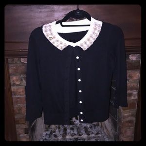 kate spade new york jeweled neck cardigan