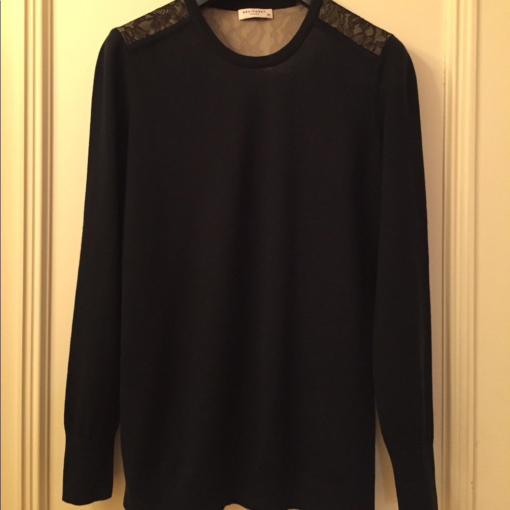 Equipment Wool/ Lace Navy Sweater