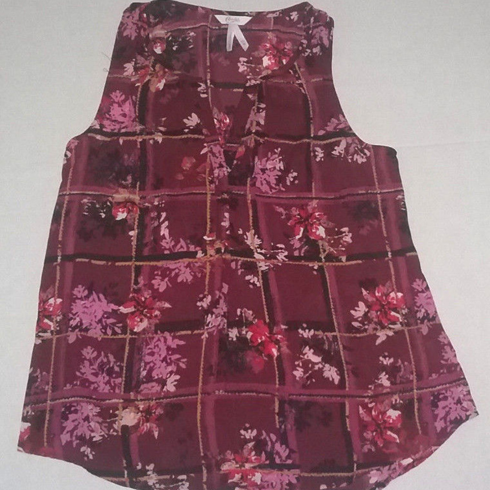 Candies Maroon Floral Top Size Medium (3-770)