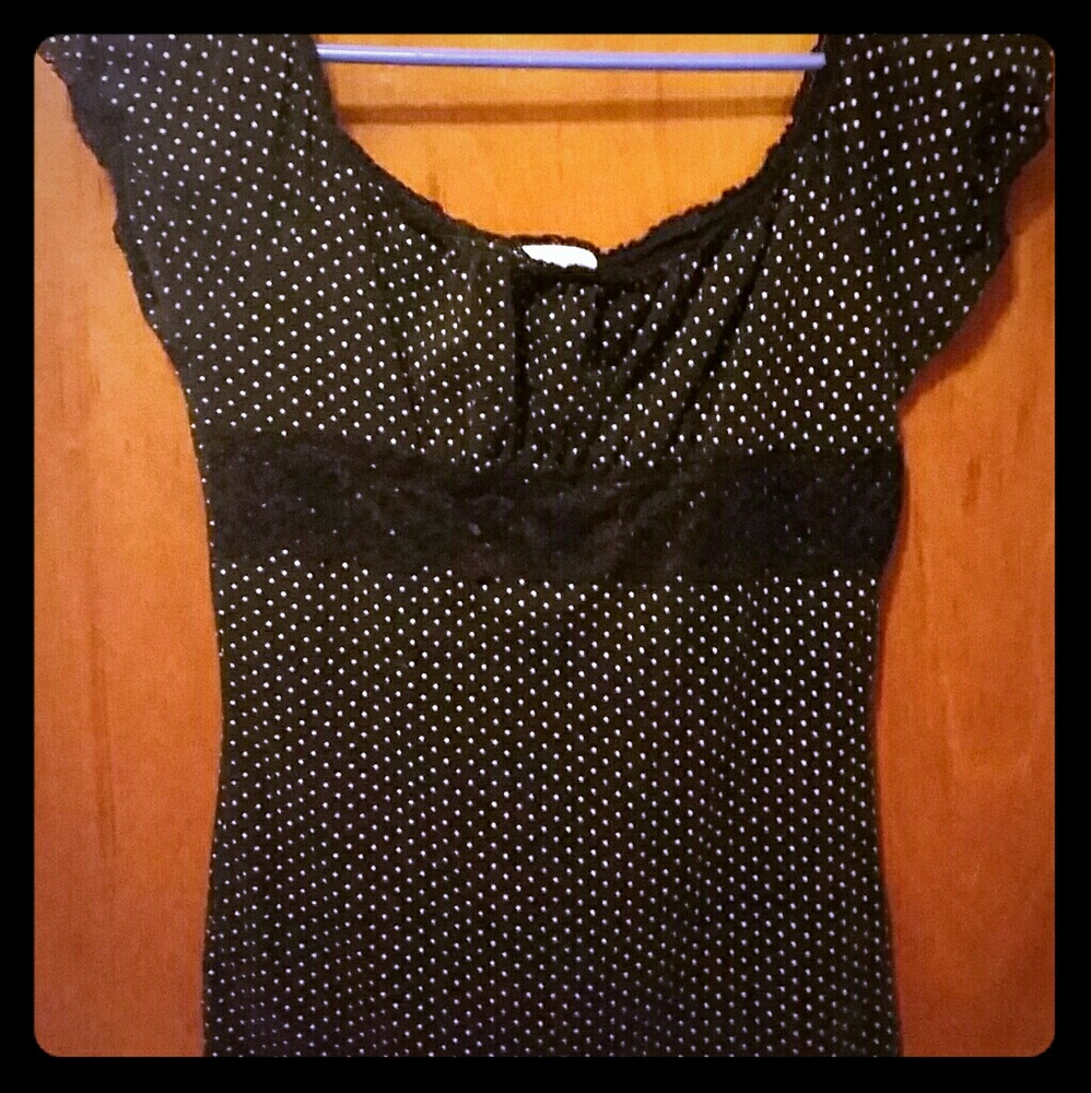 Polka dot with lace shirt
