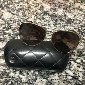 Chanel Black and Gold Aviators