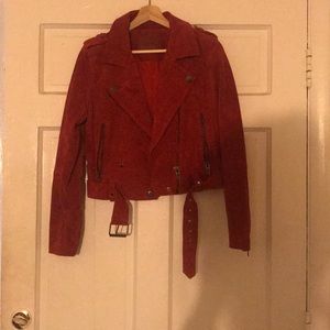 BLANK NYC Red My Mind Suede Moto Jacket