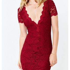Red lace urban outfitters body on dress