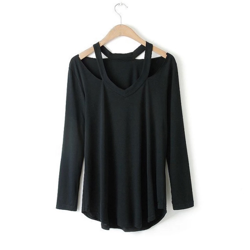🌷Light V Neck Cold Shoulder Top - Picture 2 of 5