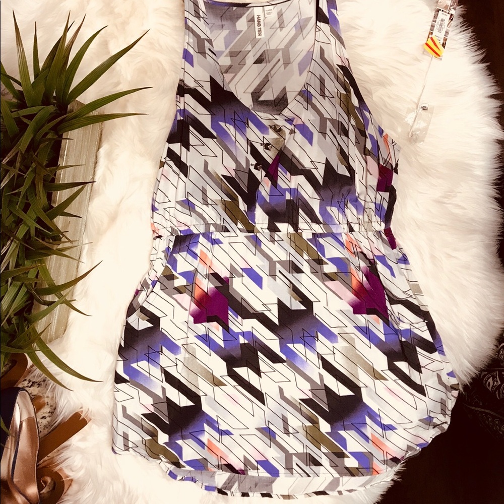 🎉 Price Drop Geometric Purple Printed Tunic Dress