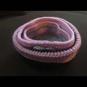 Handmade crochet makeup/toiletry baskets, set of 3