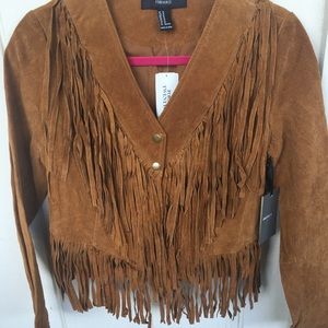 Cognac suede fringe jacket