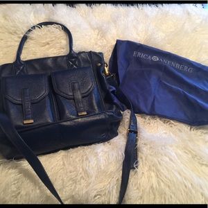 Leather messenger royal blue bag