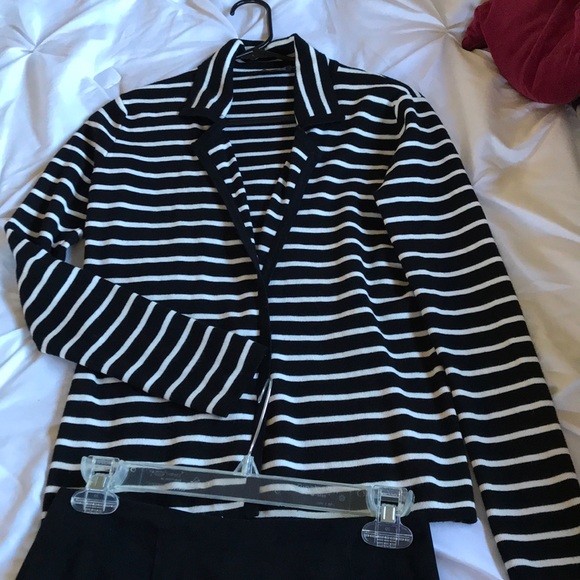 Black /white striped sweater blazer S - Picture 1 of 5